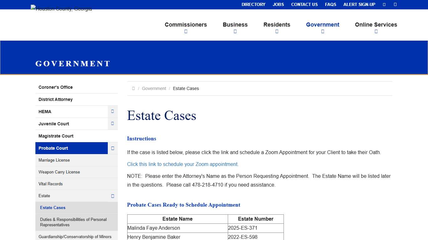 Estate Cases - Estate - Houston County